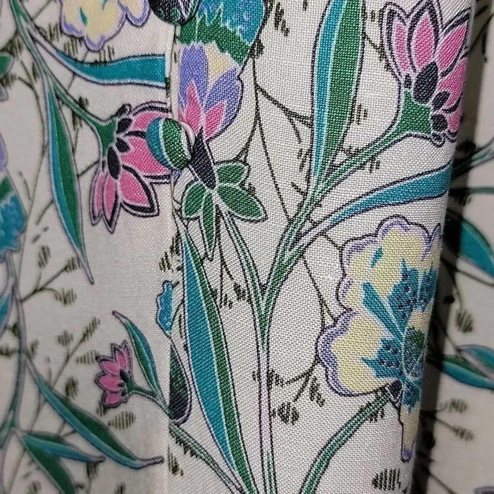 Loft-Linen iv, teal pink, print dress. Short sleeves. XLP. NWT.